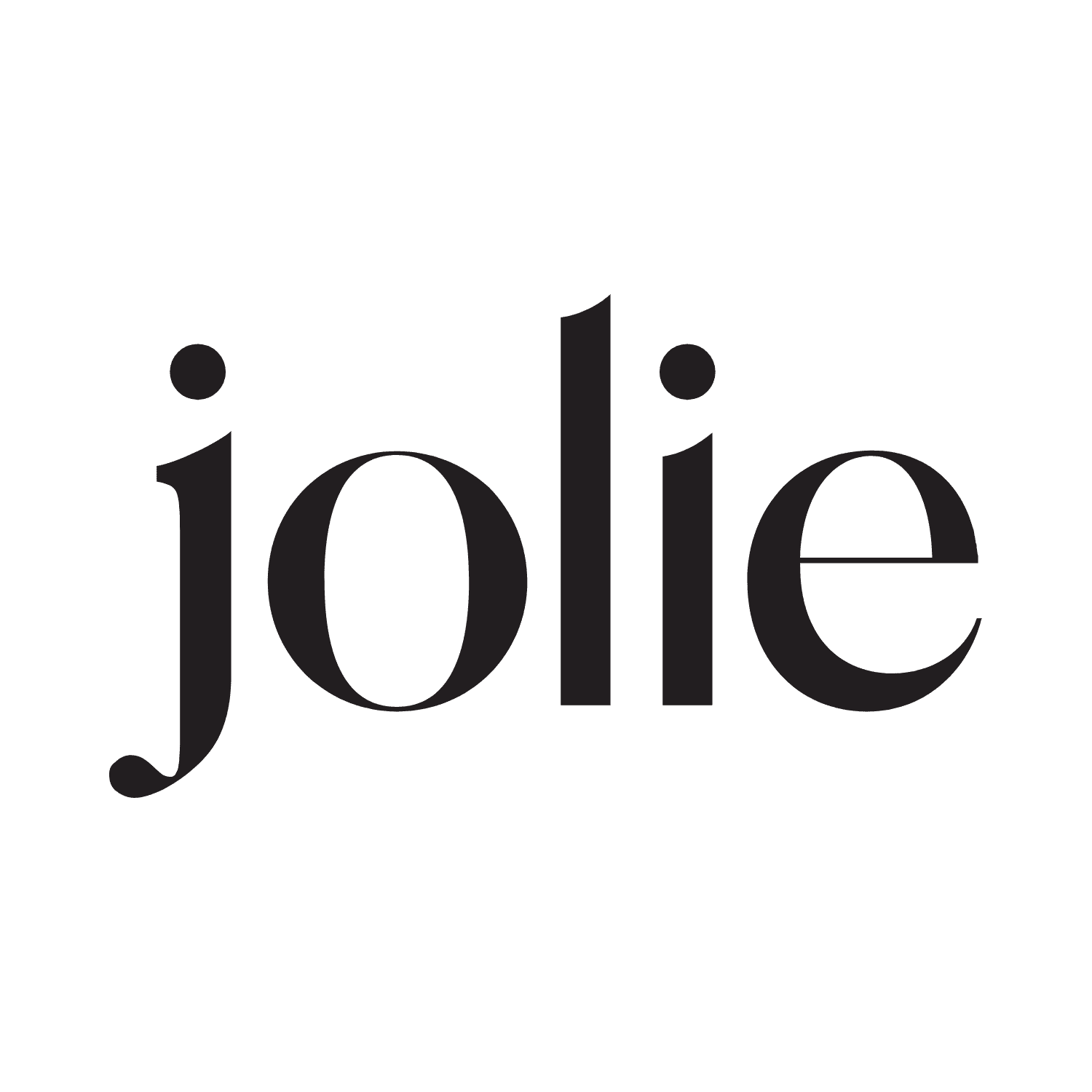 Stylized text logo reading "jolie" in elegant font.