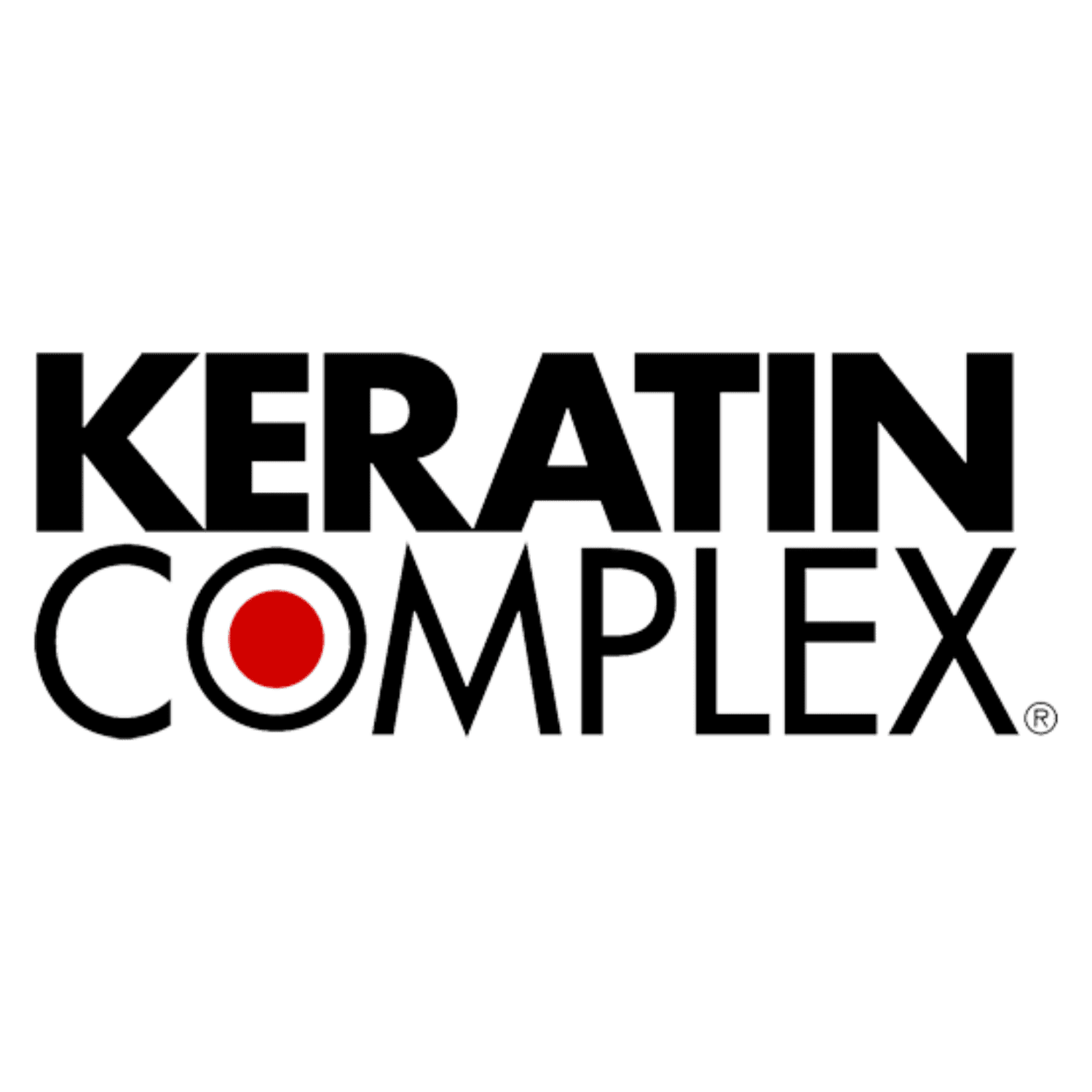 Keratin Complex logo with a red circle in the letter "O".